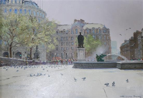 Terence Storey, oil on board, Trafalgar Square, signed, 24 x 34cm